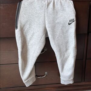 Nike Tech Kids Light Gray Jogger Sweatpants with Black Logo